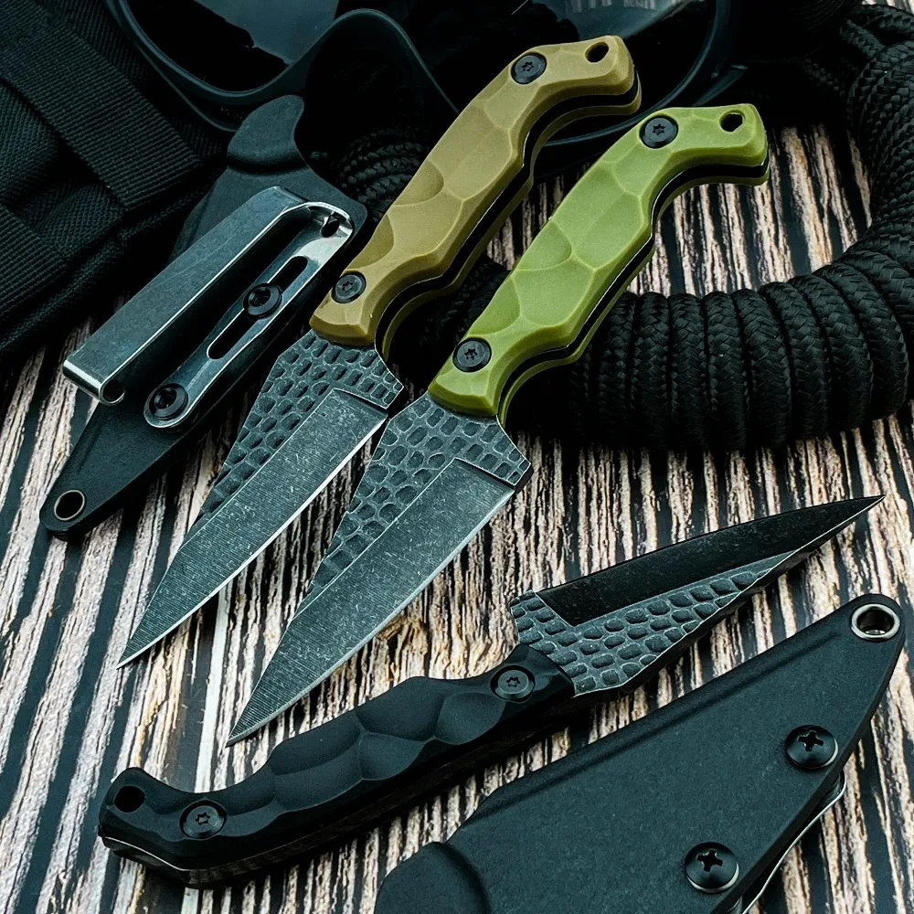 

Наружный нож с фиксированным лезвием, лезвие 8Cr13MoV, ручка из нейлонового волокна, ножи высокой твердости для самообороны, прямой нож EDC