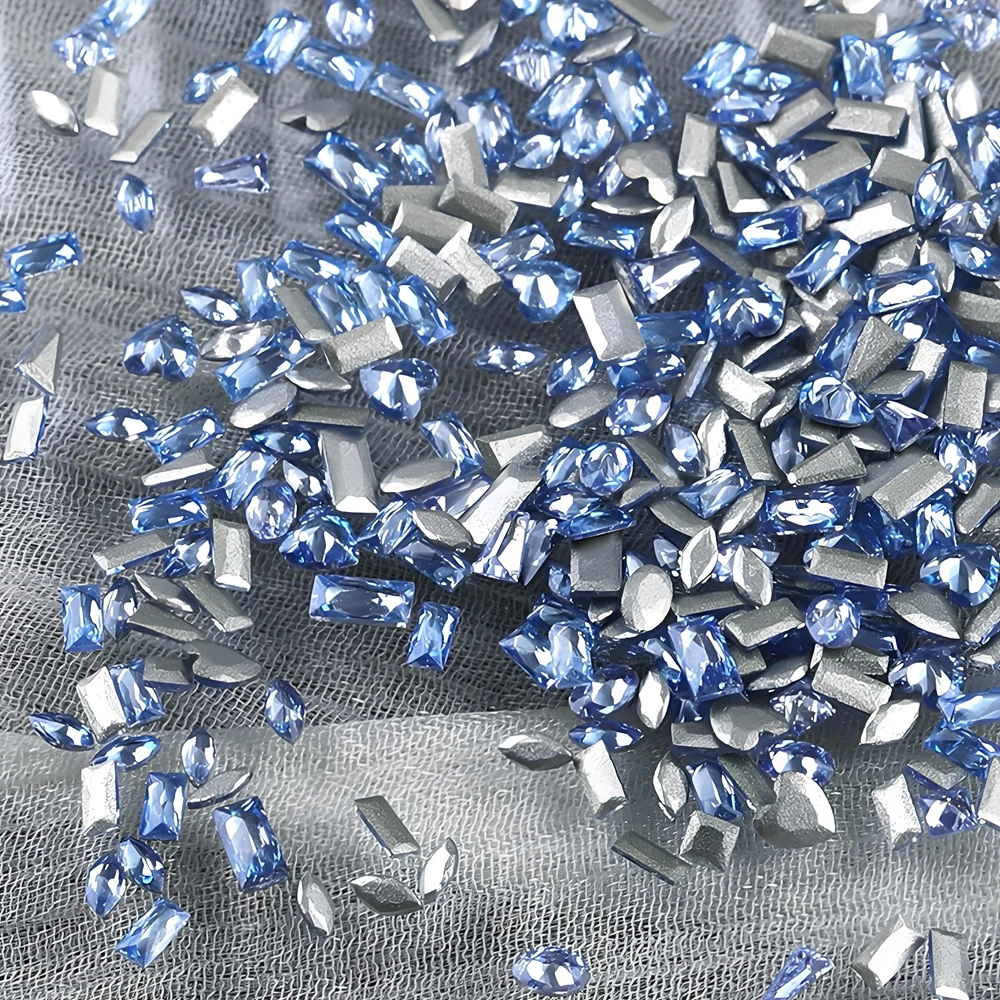 

40PCS 5A Mini Blue Nail Art Rhinestone Crystal Diamond Gem Accessories For Manicure Decor Glitter Nails Decoration Supplies