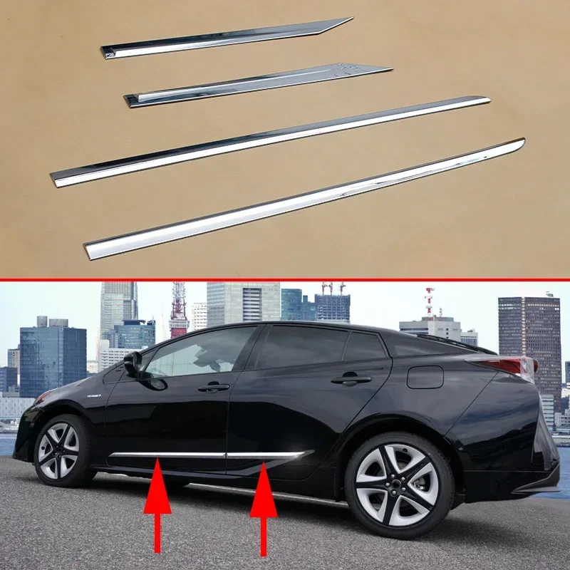 

Chrome Car Door Body Side Molding Protector Strips For 2016-2022 Toyota Prius Prime Accessories