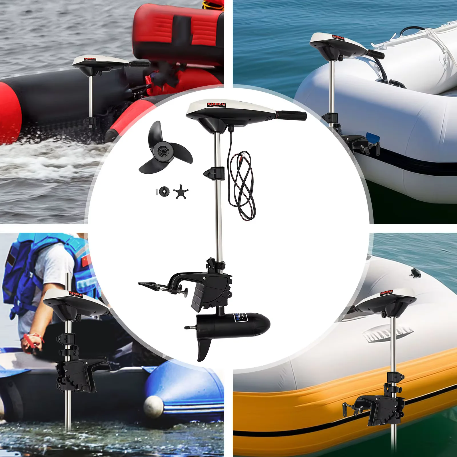 

65LBS Electric Outboard Motor with 40cm Short Shaft Brush Motor Suitable for 6.6-13.1ft Small Boats Inflatable Boat