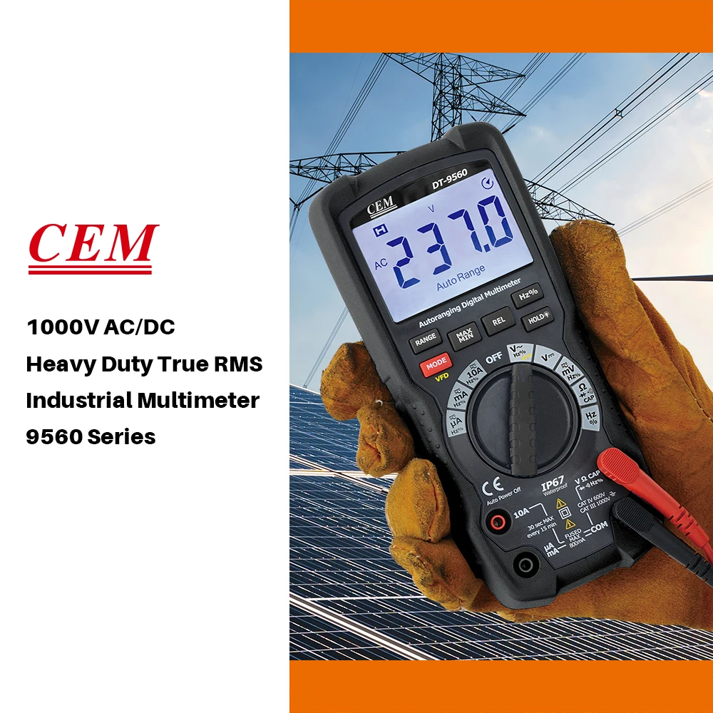 

CEM 45Hz~1kHz AC Bandwidth, 2M Drop Proof 10A Max Professional Handheld Multimeter