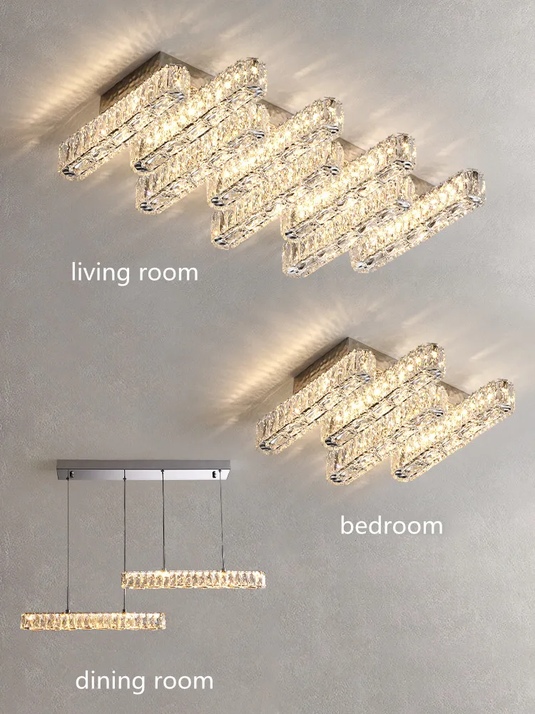 Modern Foyer Luxury 3 Dimmable Ceiling Chandelier Light Lustre K9 Crystal Liner Ceiling Lamp Indoor Lighting Decor Led Luminaire