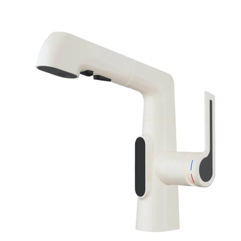 

Milk white liftable pull-out hand washing faucet Flying rain waterfall faucet Gun ash rotating face washing faucet