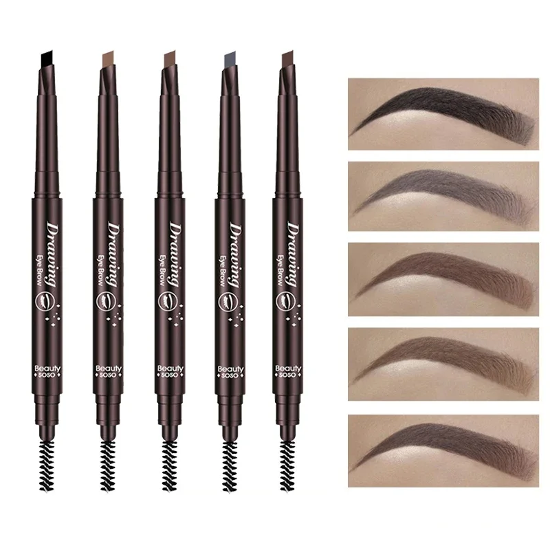 Double Ended Eyebrow Pencil Long Lasting Tattoo Eyebrow Enhancers Waterproof Eyes Make up Cosmetic Tools with Brush Brow Pencils