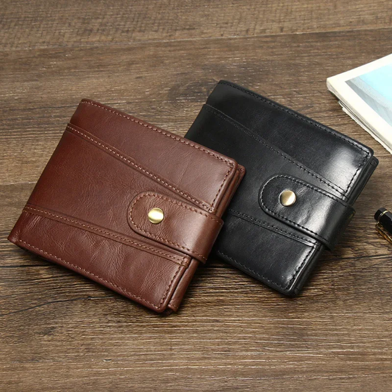 

Genuine Leather Men's Wallet Rfid Blocking Vintage Wallets for Men Credit Card Holder Purse Money Bag Wallet Man Best Gift