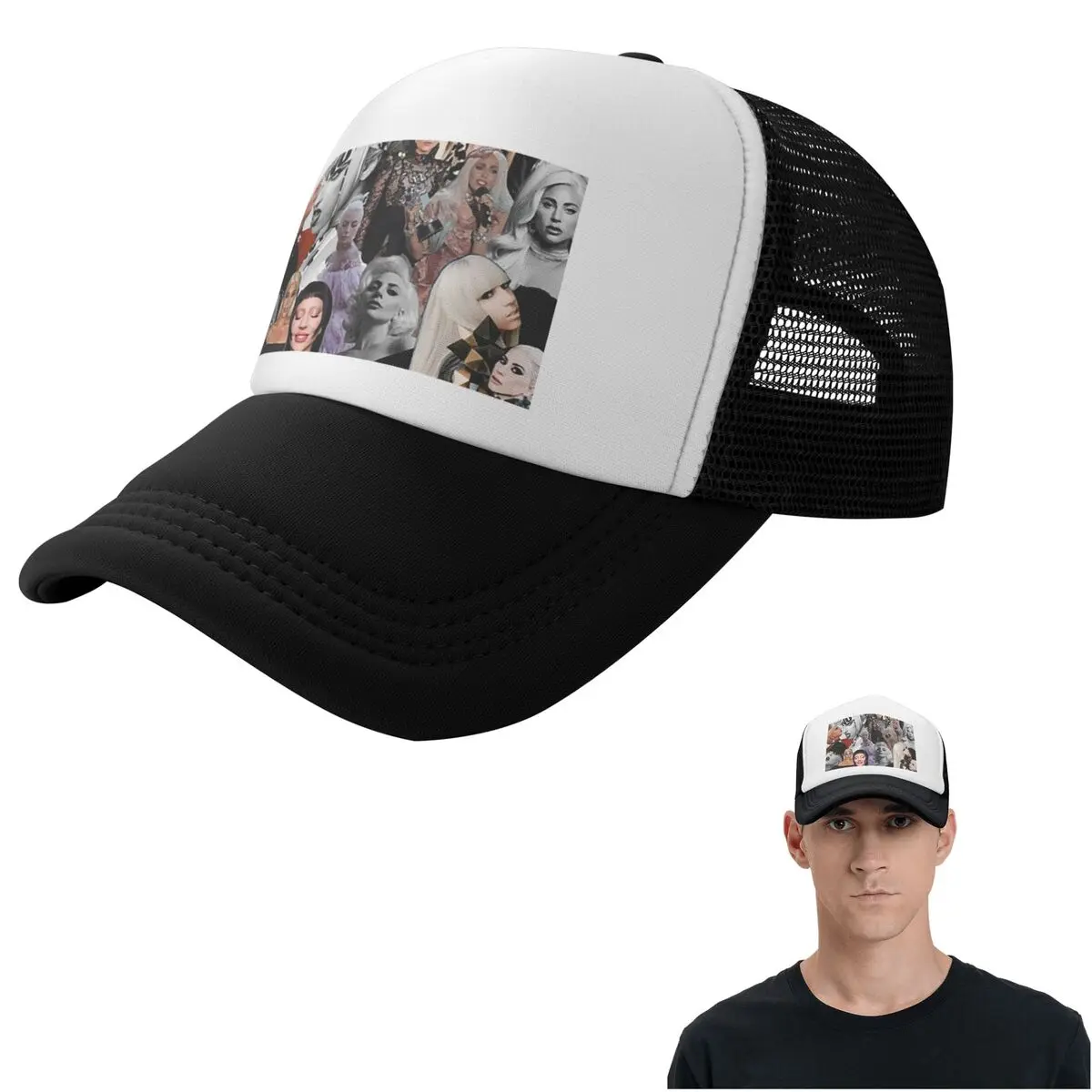 Drawing Lady Gaga Graphic Cap Casual Mesh Baseball Caps Adjustable Hat Hip Hop Summer Unisex Baseball Hats