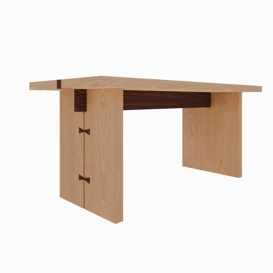 Red oak dining table combination Japanese solid wood large board table Household rectangular desk Designer butterfly tenon table