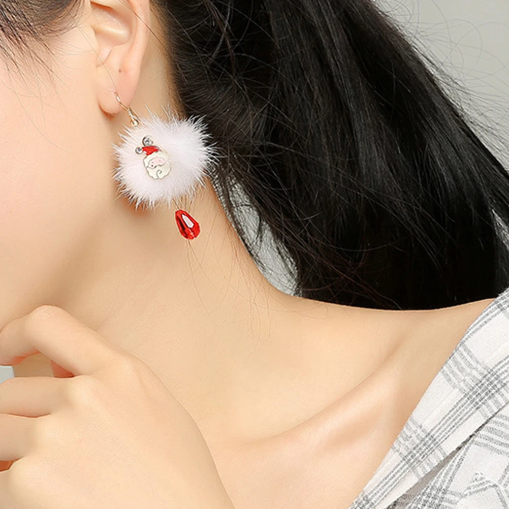 

4Pairs Christmas Elk Santa Claus Earrings Dangle Xmas Ear Pendants Women Drop Jewelry Lightweight Alloy Holiday Party Decor