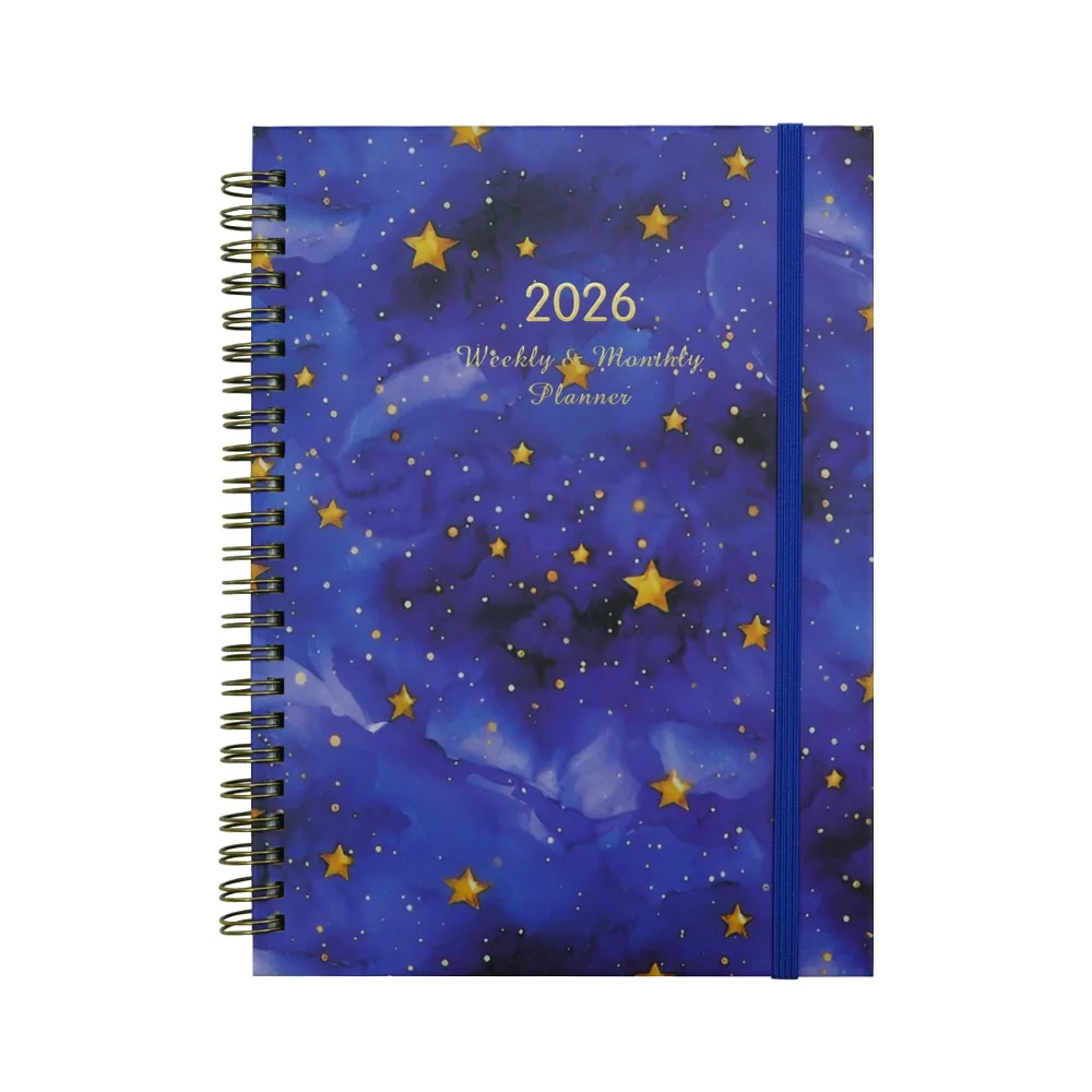 

English 2026 Schedule Planner Notepad Wear-resistant Efficiency A5 Agenda Planning Notebook Bookmark 12 Months