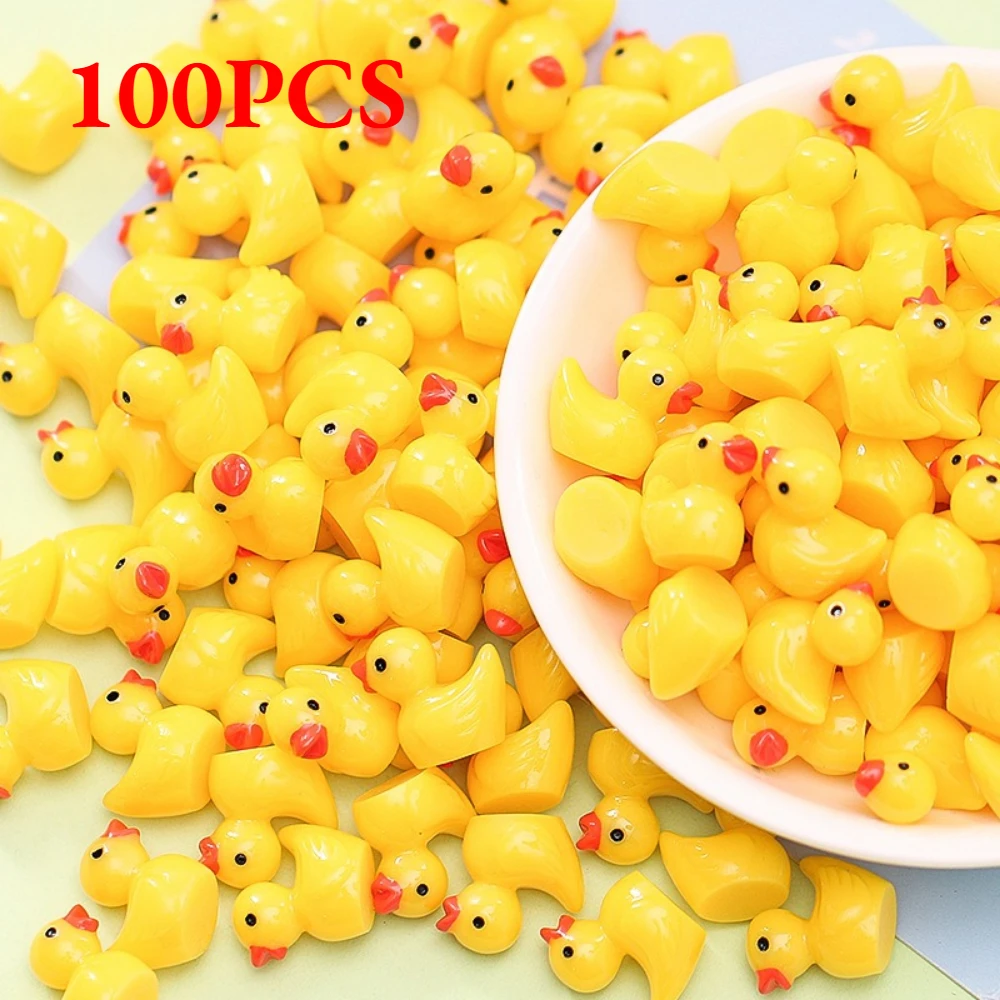 100/50/20 unids/set Mini patos de resina pato pequeño figuras en miniatura a granel pequeño pato encantos para fiesta, DIY Micro decoraciones de paisaje