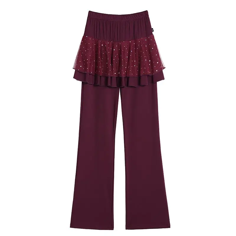 New Square Dance Costume Skirt Pants Adult Women Summer Milk Silk Dance Pants Practice Performance Clothing Trousers