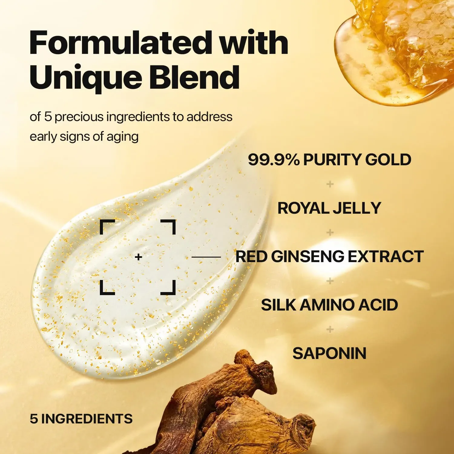 كريم مائي من حرير الجينسنغ الذهبي الطبيعي للعناية بالبشرة الفاخرة، مرطب مضاد للشيخوخة للبشرة، العناية بالتجاعيد مع الجينسنغ سابونينز