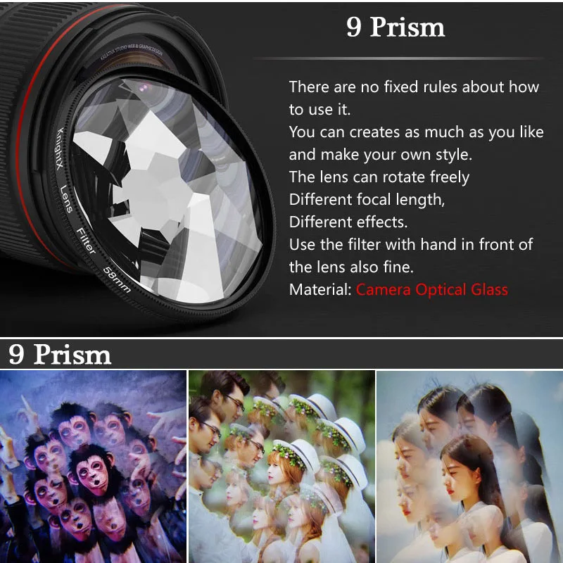 KnightX 58มม.มาโคร Kaleidoscope Prism CPL Star ND กรองสำหรับโทรศัพท์สมาร์ทโฟน Huawei Xiaomi Samsung