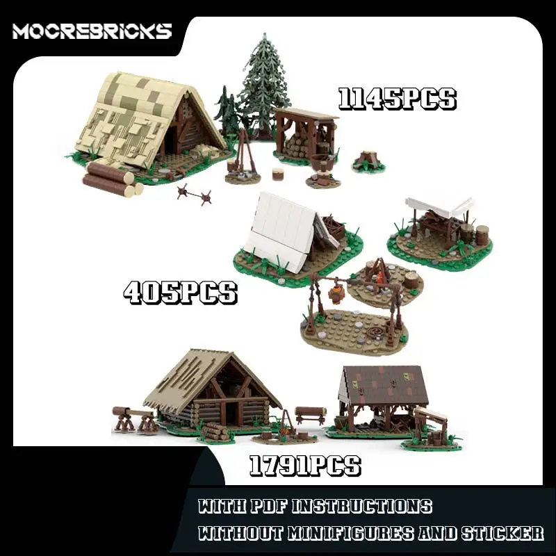 

MOC Medieval Campsite Modular Architecture Model Building Block DIY Assembly Technology Bricks Set Toys Children's Gifts