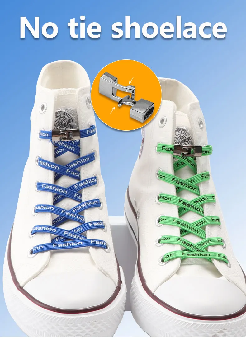 1 Paar Schnürsenkel mit Monogramm druck ohne Krawatten Kreuz schlösser Herren Damen Sportschuhe 7mm Breite elastische Schnürsenkel Turnschuhe Zubehör – Detail 1
