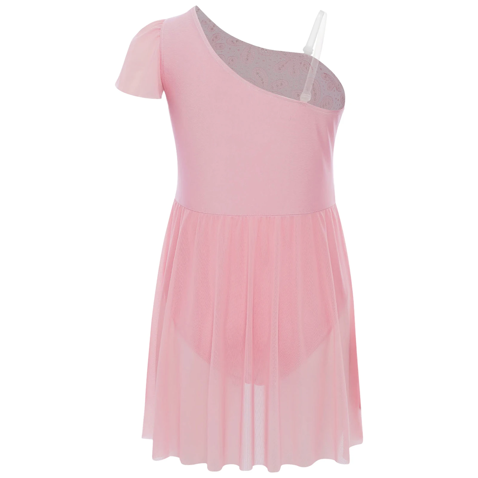 أطفال بنات الأزهار الدانتيل فستان رقص الباليه غير المتماثلة السباغيتي الأشرطة يوتار فستان لأداء الرقص الغنائي التزلج على الجليد