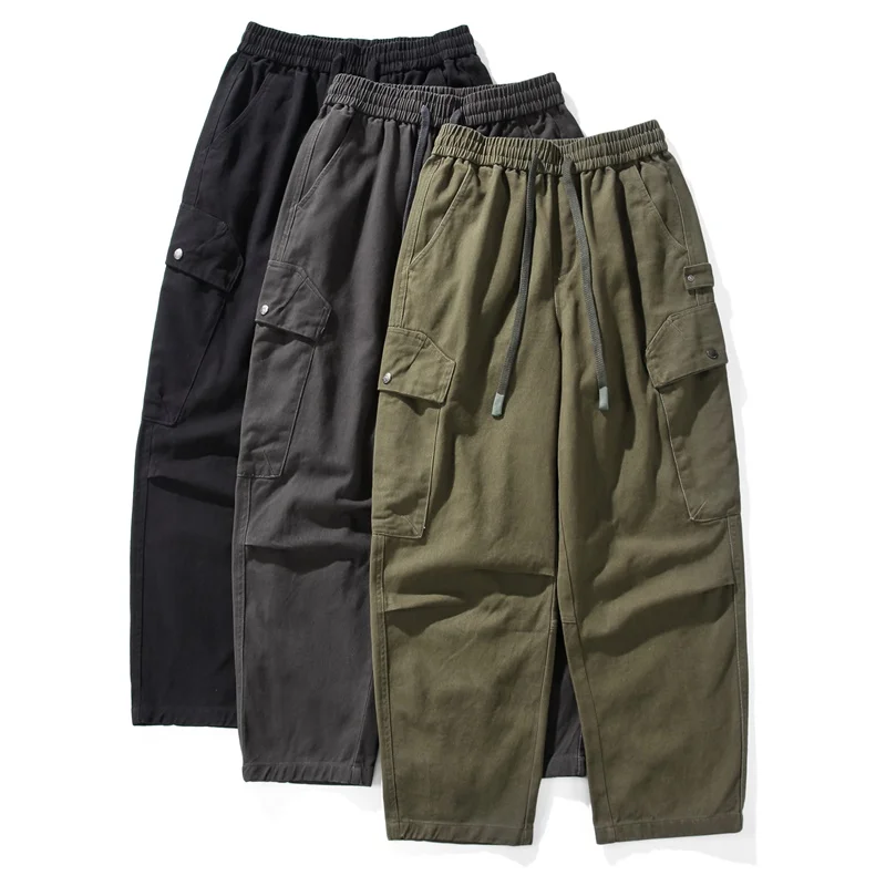 

Retro Workwear Thiened 480g Cotton Leisure Pants Men's Autumn Winter New Sle American Casual Straight Leg Trousers