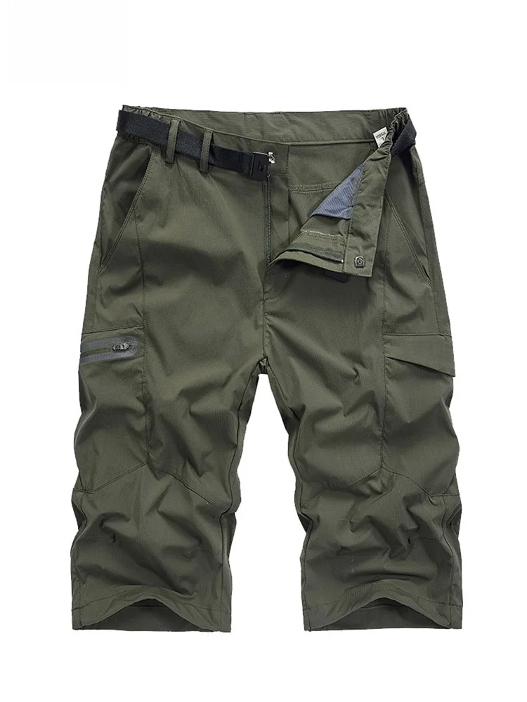 

Мужские летние повседневные спортивные брюки из ледяного шелка с прямыми штанинами, пять карманов, быстросохнущие, не мнущиеся, из нейлона и полиэстера, эластичные