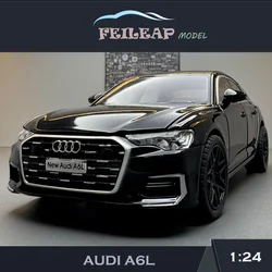 Simulation 1:24 Audi A6L Alloy Car Model Sound Light Pullback Diecast Toy Vehicl Collective Miniature Voiture Home Decoration