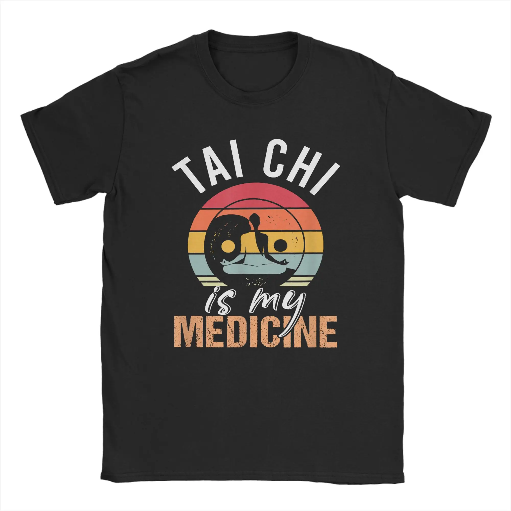 Tai Chi Meditation Martial Arts Zen Balance Men T Shirts  Leisure Tee Shirt Short Sleeve  T-Shirts Pure Cotton Plus Size Tops