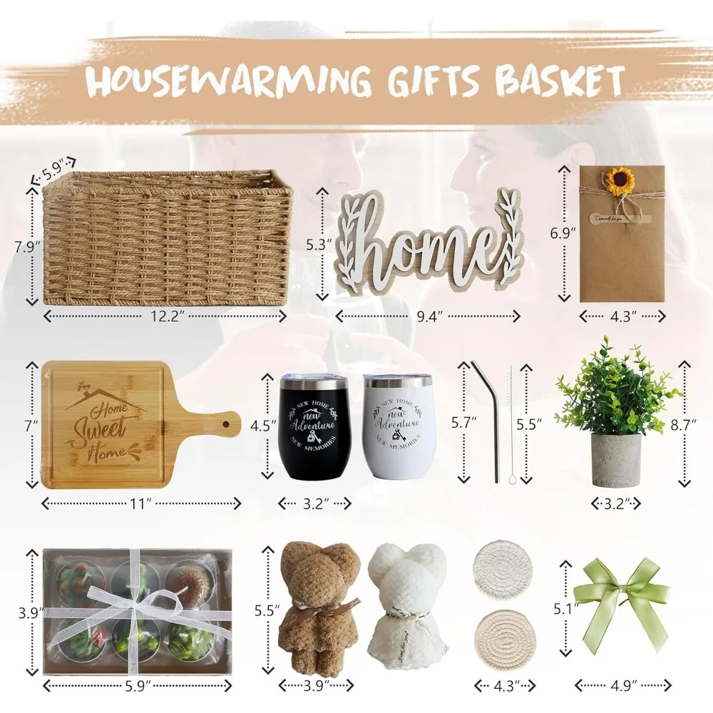 سلة هدايا هووسورمينغ أنيقة مكونة من 18 قطعة: نباتات صناعية، شموع معطرة، وأفكار ديكور منزلي جميل