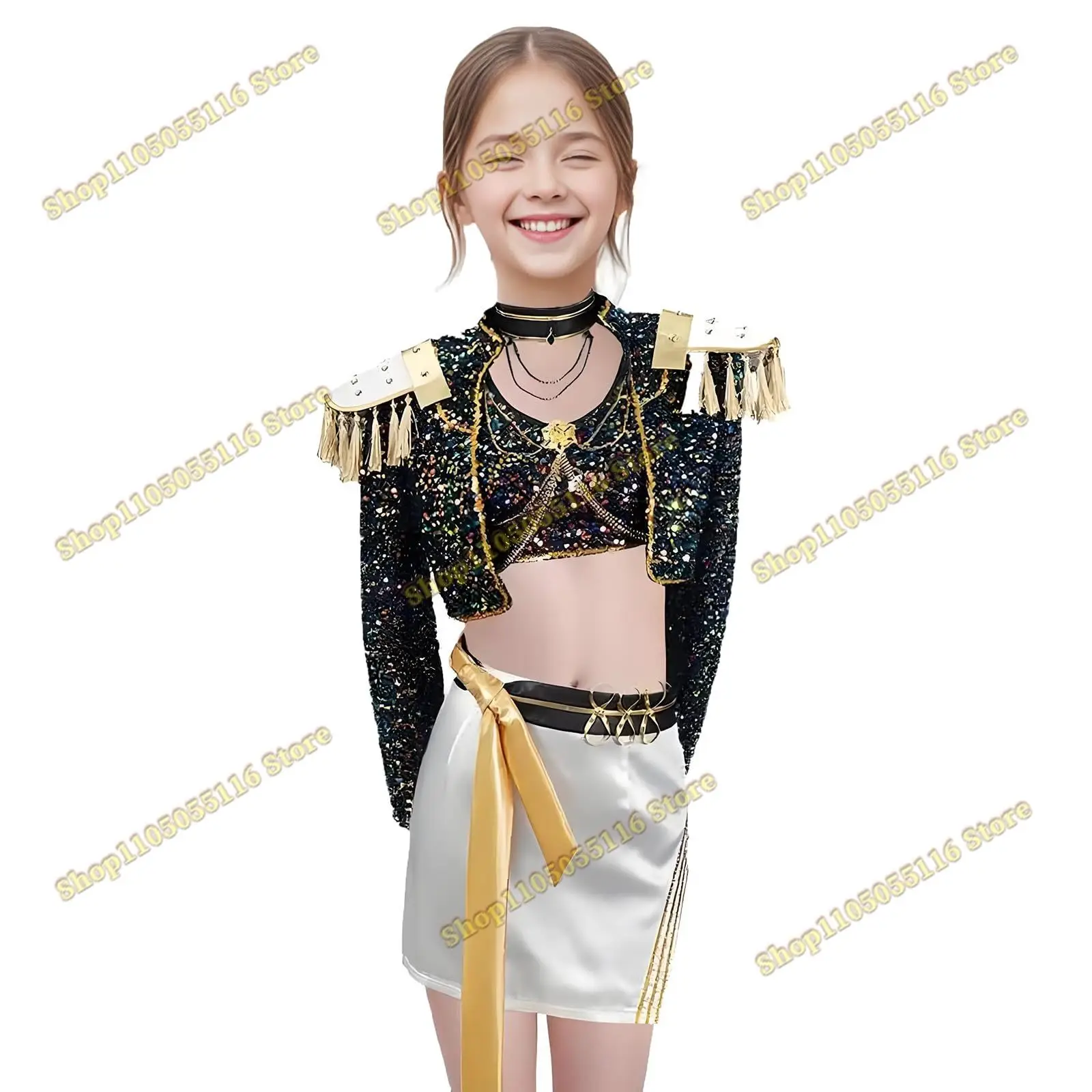 زي شيطان الصيادين التأثيري رومي/زوي/ميرا زي الهالوين الأسود أداء موحد شيطان الصيادين الذهبي