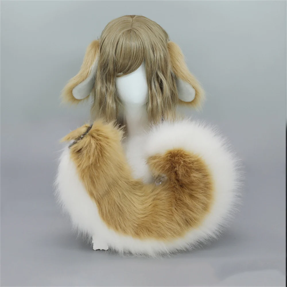 9 Colors 2Pcs/set Furry Anime Dog Ear Headband Tail Cartoon Comic-Con Cosplay Props Lolita Plush Simulation Animal Ears Tail