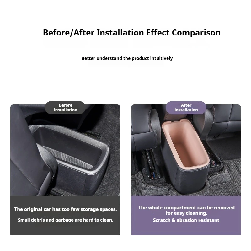 For BYD Seagull Dedicated Car Rear Row Storage Box Double Layered Silicone Garbage Bin Storage Pad Car Interior Modify Accessory