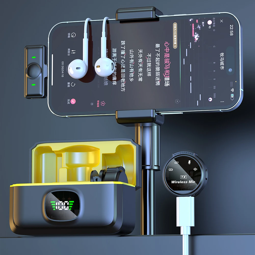 Microfone de lapela de lapela sem fio com clipe magnético USB-C /para interface iOS para gravação de vídeo YouTube Vlog