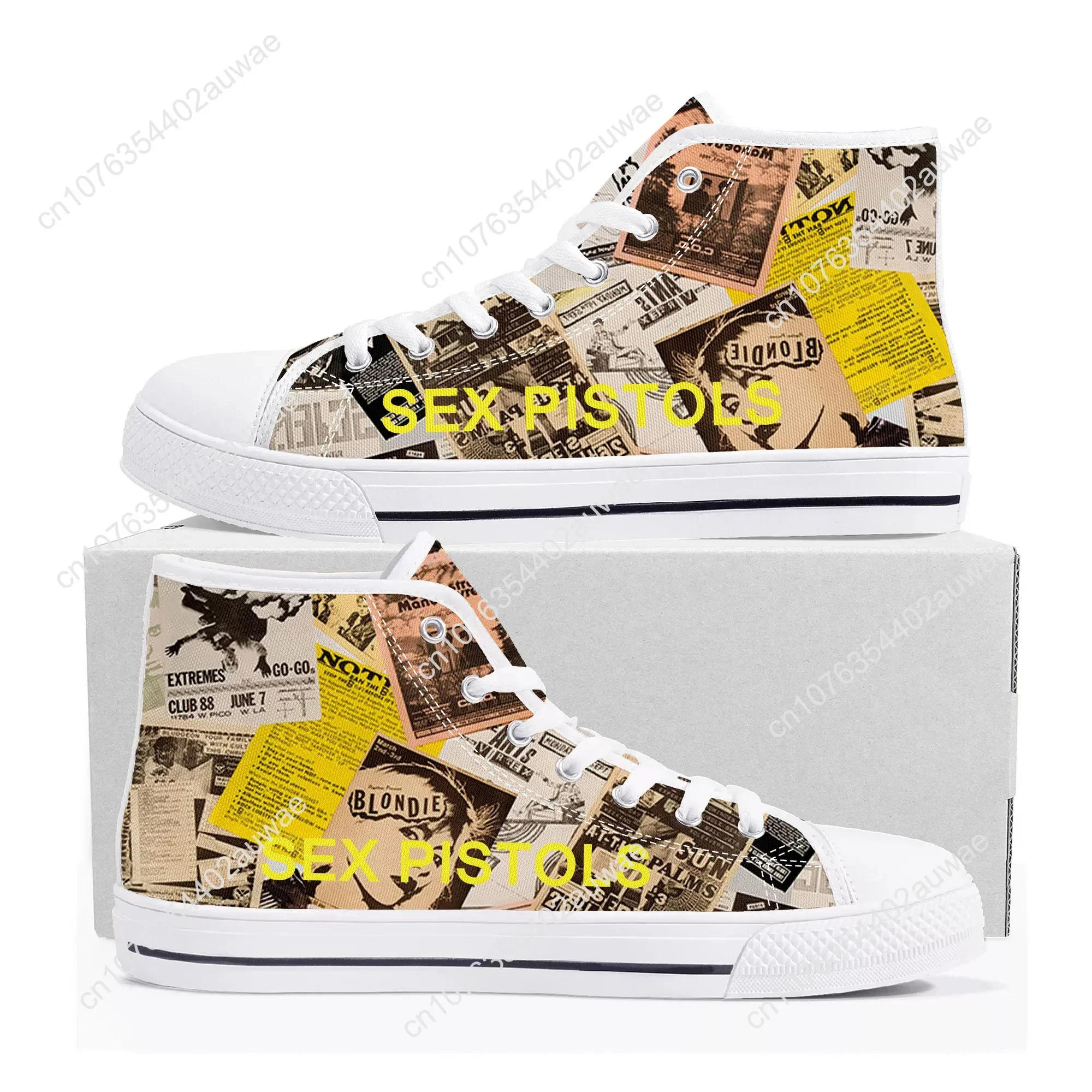 Pistole del sesso Punk Rock Band High Top Sneakers di alta qualità uomo donna adolescente Canvas Sneaker Casual coppia scarpe scarpe personalizzate