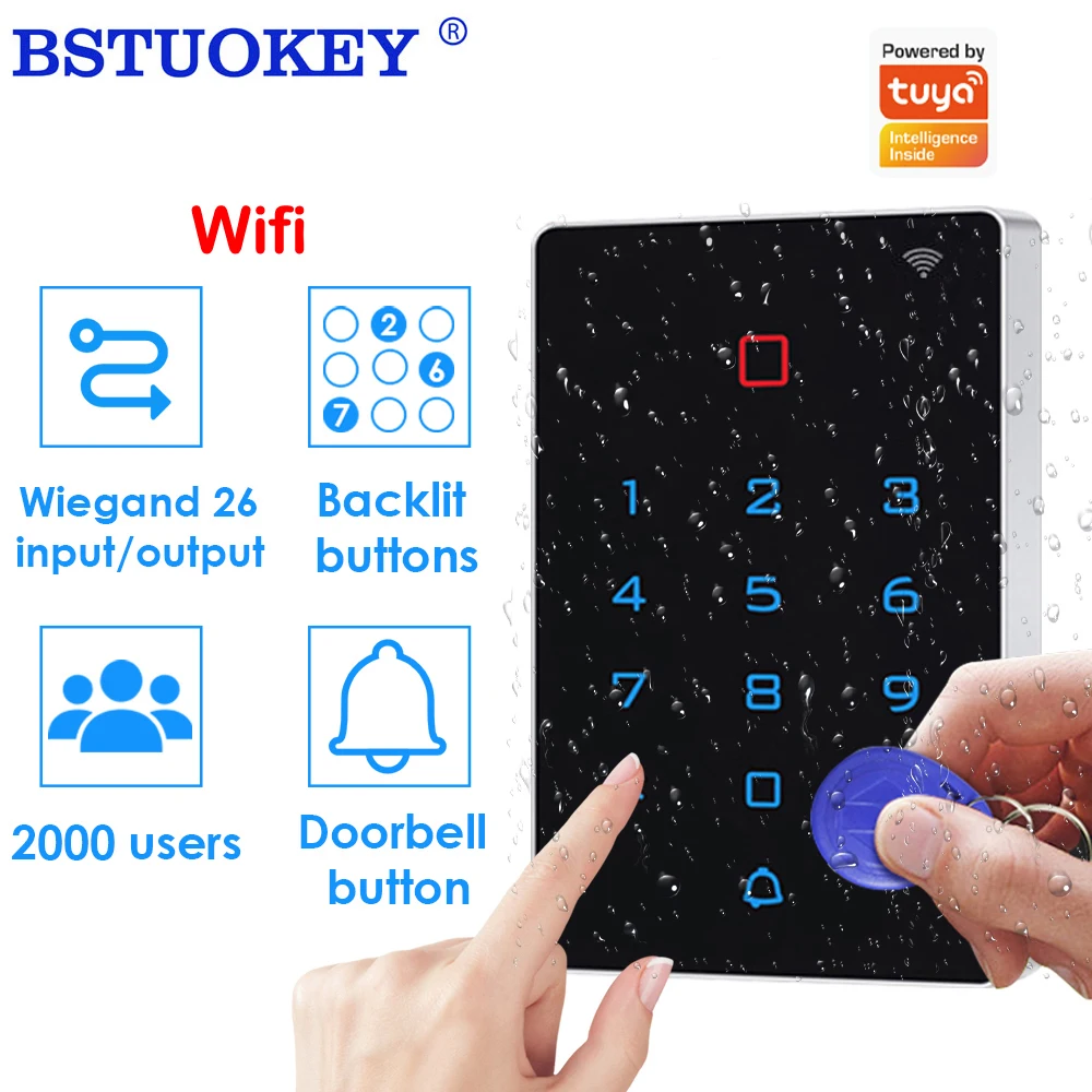 

Support Tuya App 12V RFID Access Control Keypad Wifi Access Controller System Touch Door Opener Reader IP68 Waterproof Optional