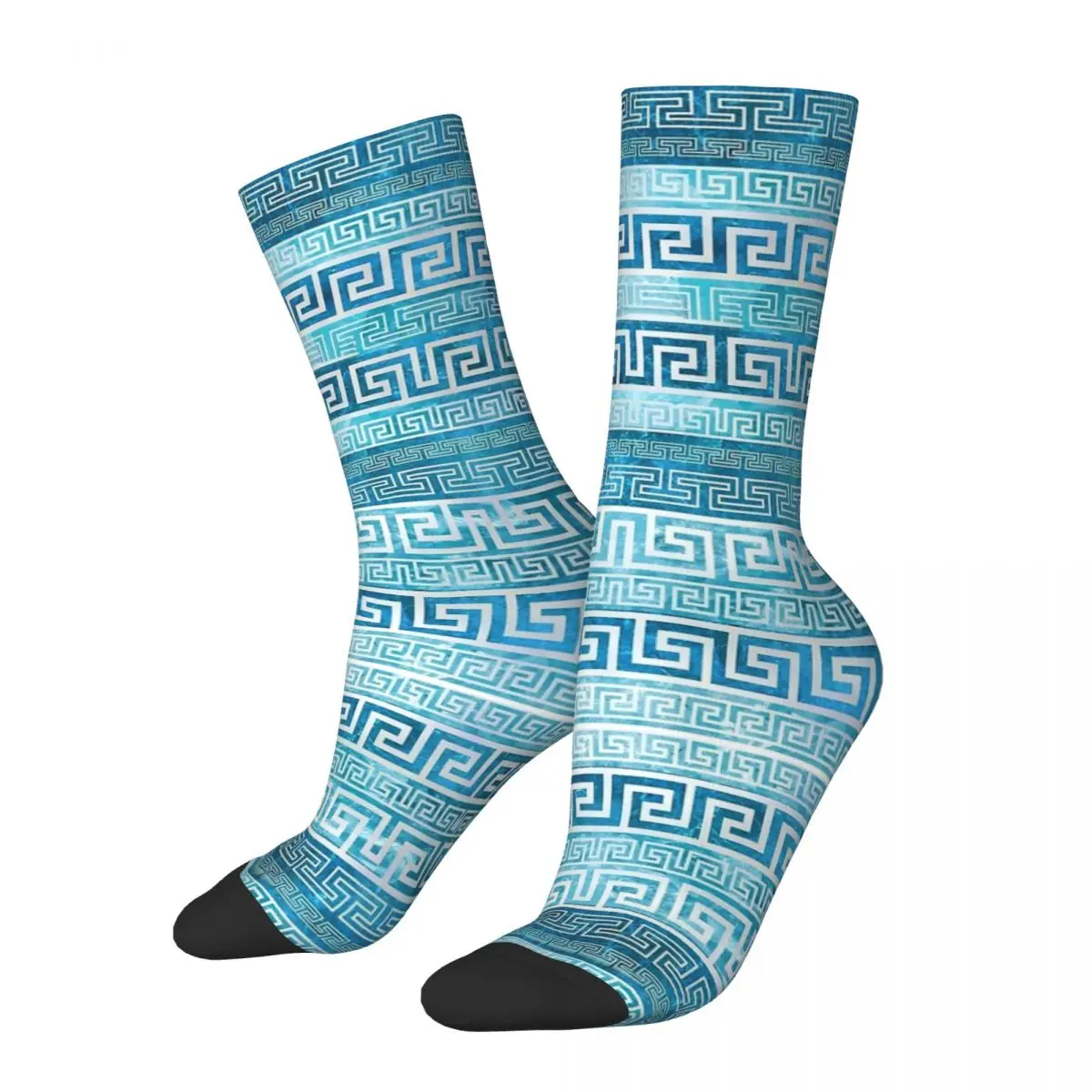 Autumn Winter Casual Unisex Greek Meander Pattern Socks Greek Key Non-slip Middle Tube Socks