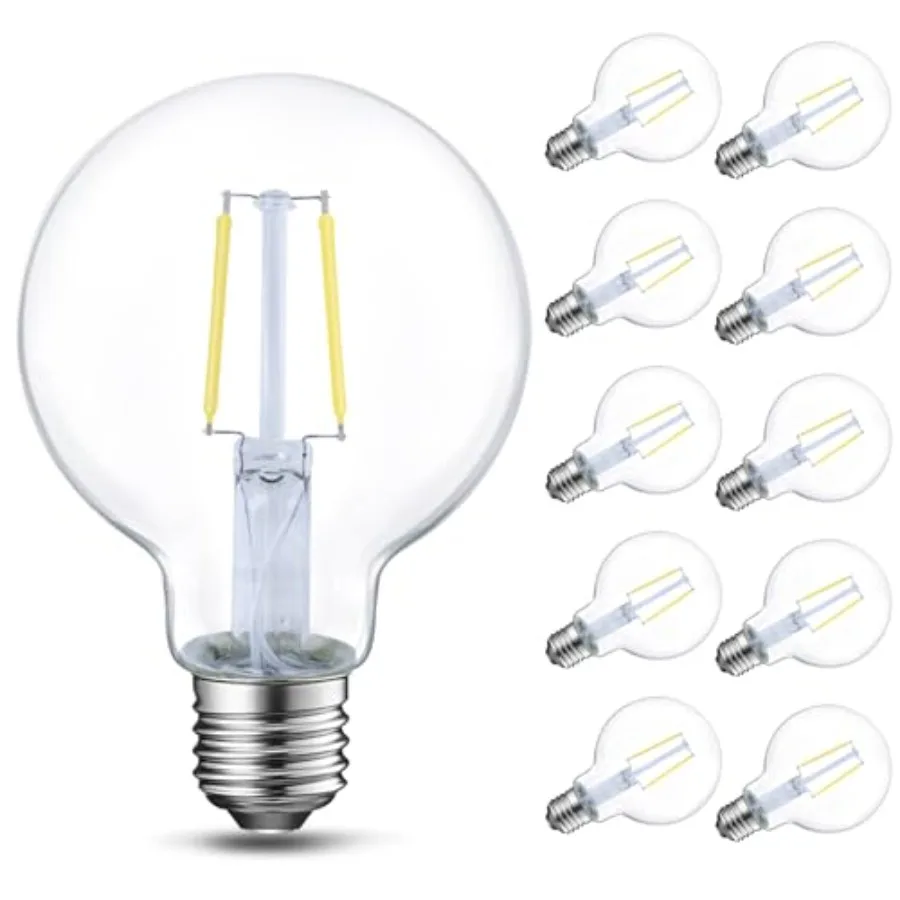 Dimmable LED Edison Light Bulb, G25 G80 Globe Bulb, 60W Equivalent, Daylight, Christmas Light, E26 Standard Base, ETL Listed
