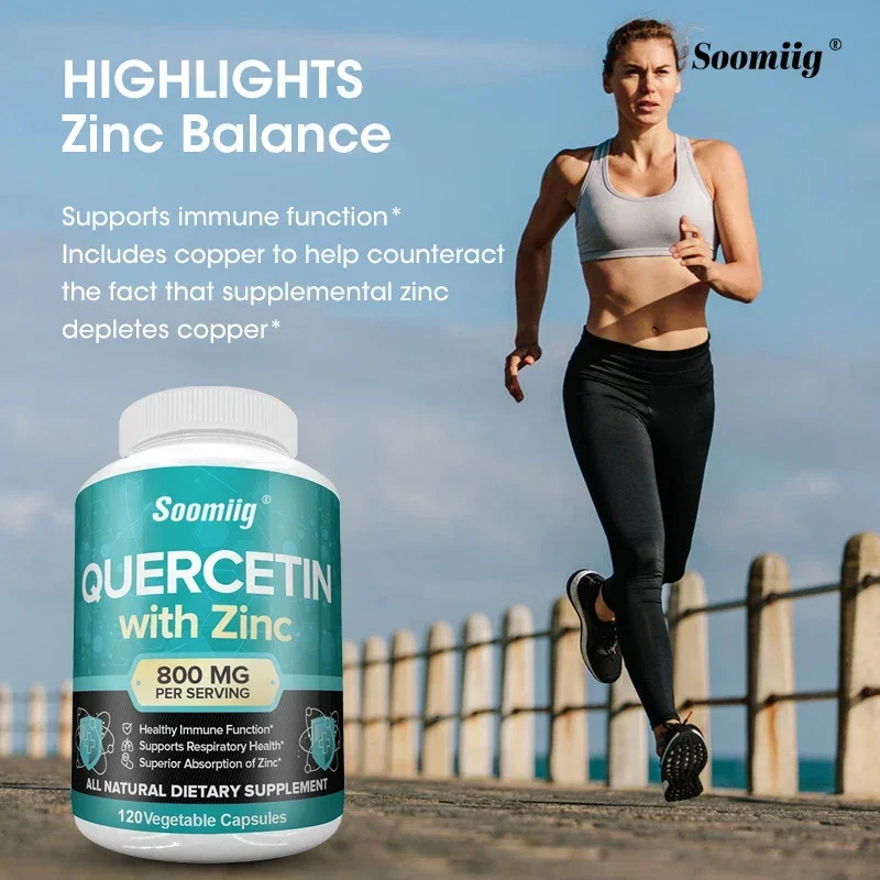Quercetin Zinc Capsules - 800 mg Supports Immune and Respiratory Health, Unisex, Vegetarian, Dietary Supplement