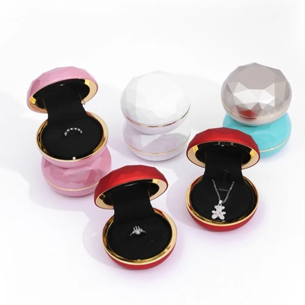 

Luxury LED Ring Display Box Storage Romantic Necklace Ring Case Mini Velvet Proposal Engagement Boxes Valentine's Day