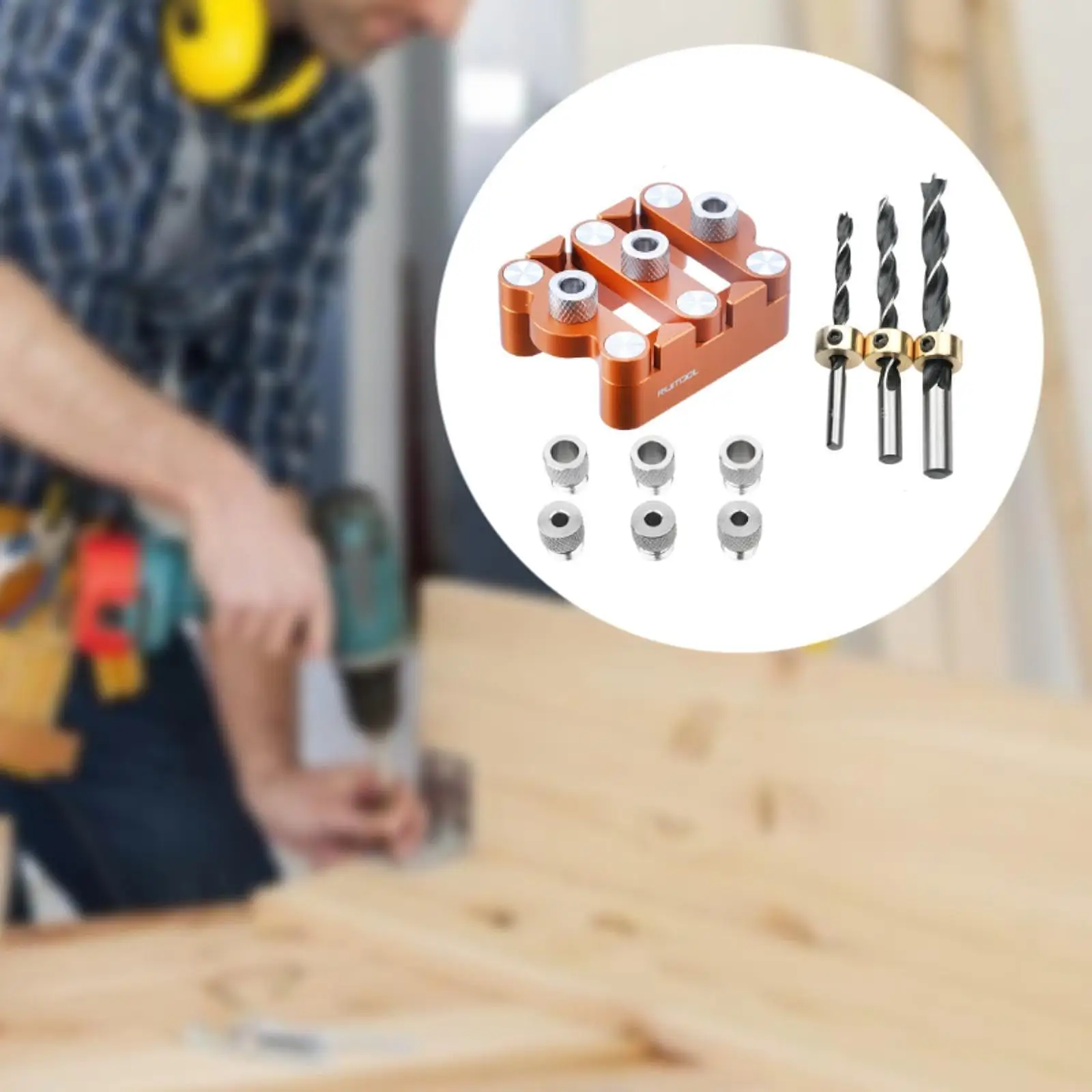 

Dowel Drill Joinery Kit Vertical Pocket Hole Bit Straight Holes DIY Furniture Punch Adjustable Clamp Wood Hole Bits Set