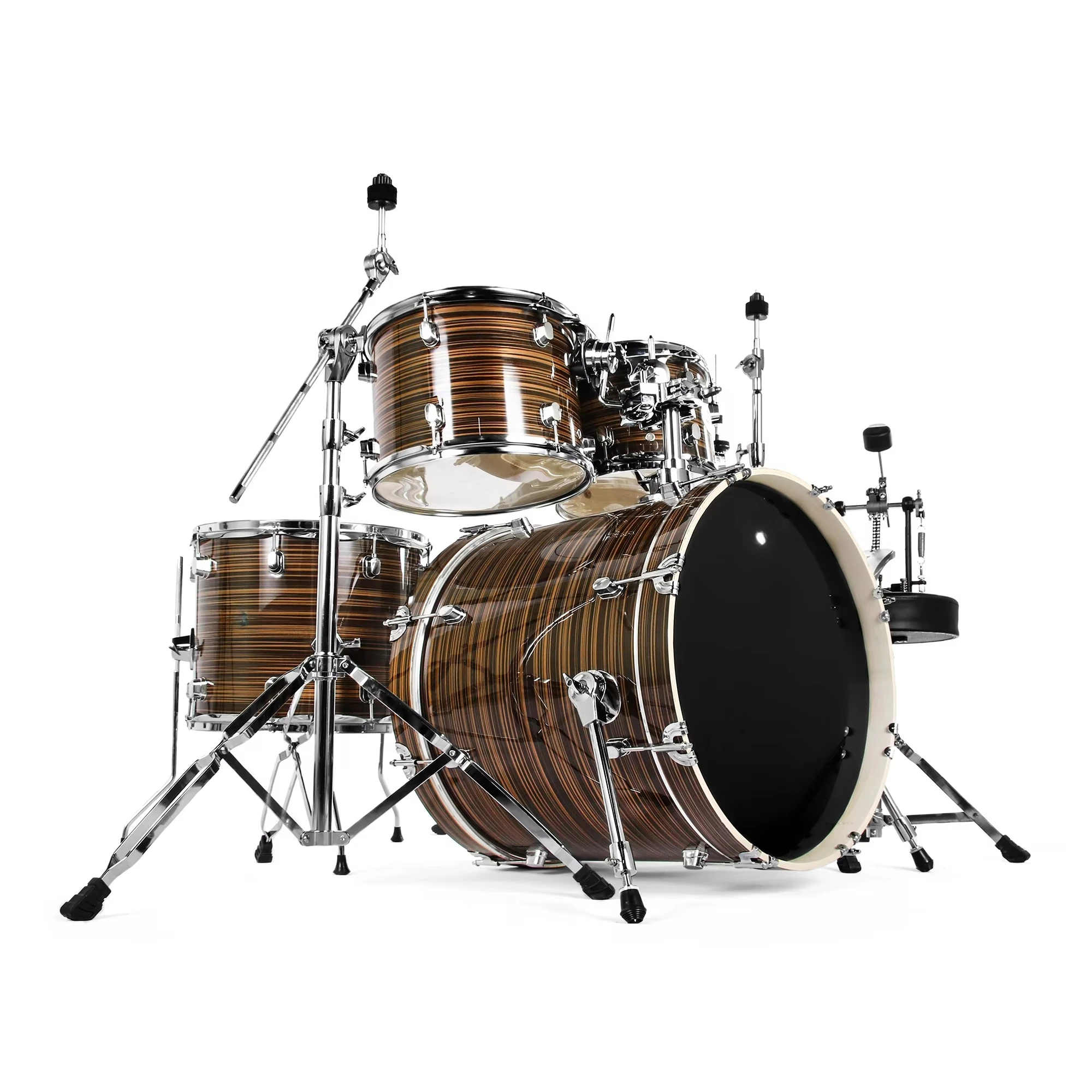 PD Professional Premium Wood Acoustic Drum Set with Adjustable Features Complete Accessories Trigger Stand and Carry Case