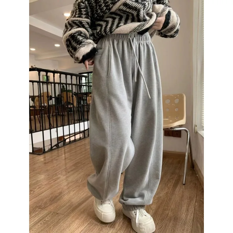 Deeptown Baggy Casual Grey Sweatpants Woman Korean Fashion Sports Basic Harajuku Wide Leg Pants Joggers Streetwear Trousers