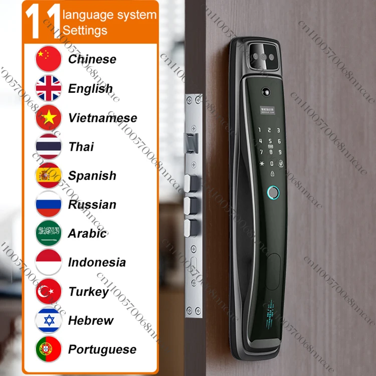 قفل باب ذكي للتعرف على الوجه ثلاثي الأبعاد عالي الأمان، قفل باب ذكي ببصمة الإصبع الرقمية وكلمة المرور مع كاميرا مدمجة #6