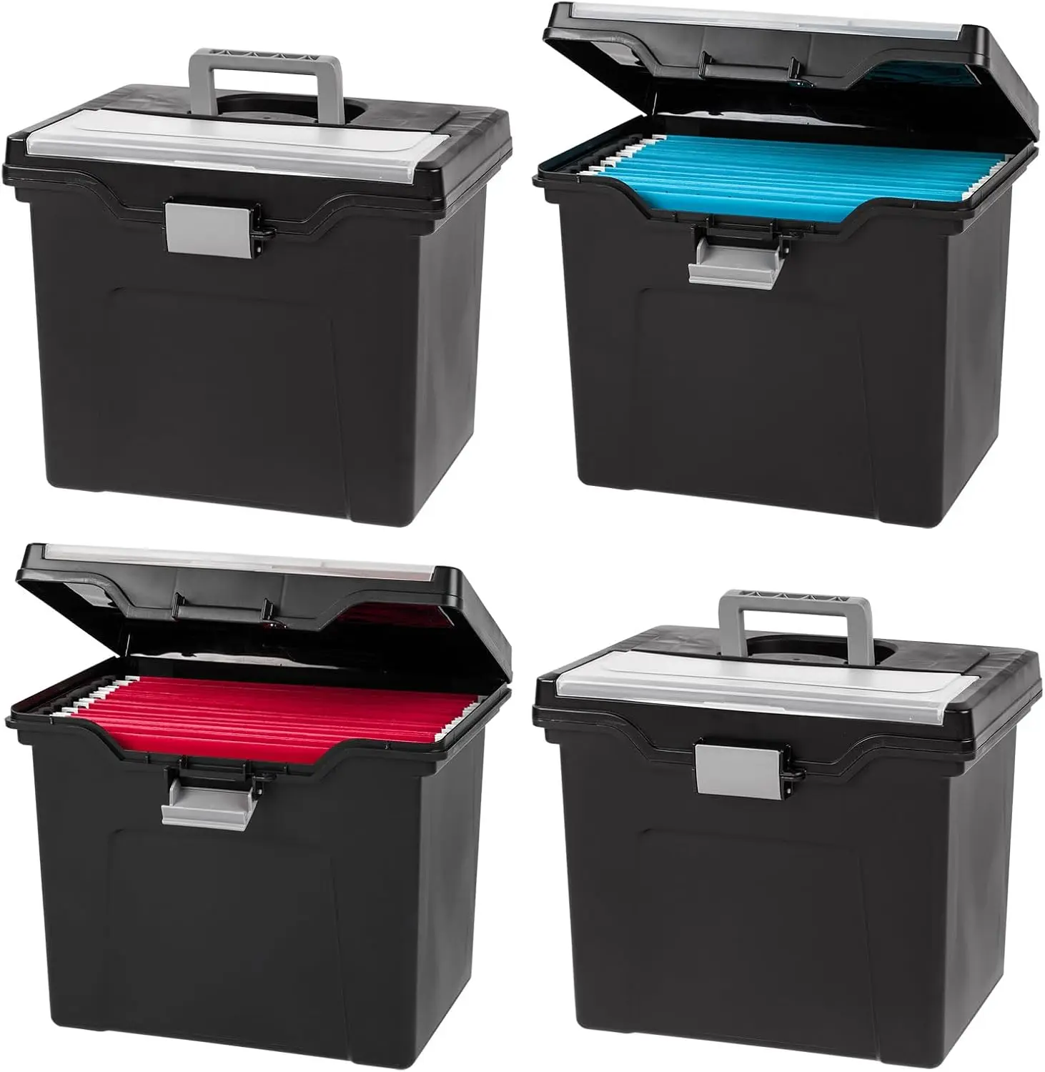 

File Box with Lid File Organizer for Letter File w/Organizer-Lid, Water Resistant Document Box, Plastic Mobile Filing Organiz