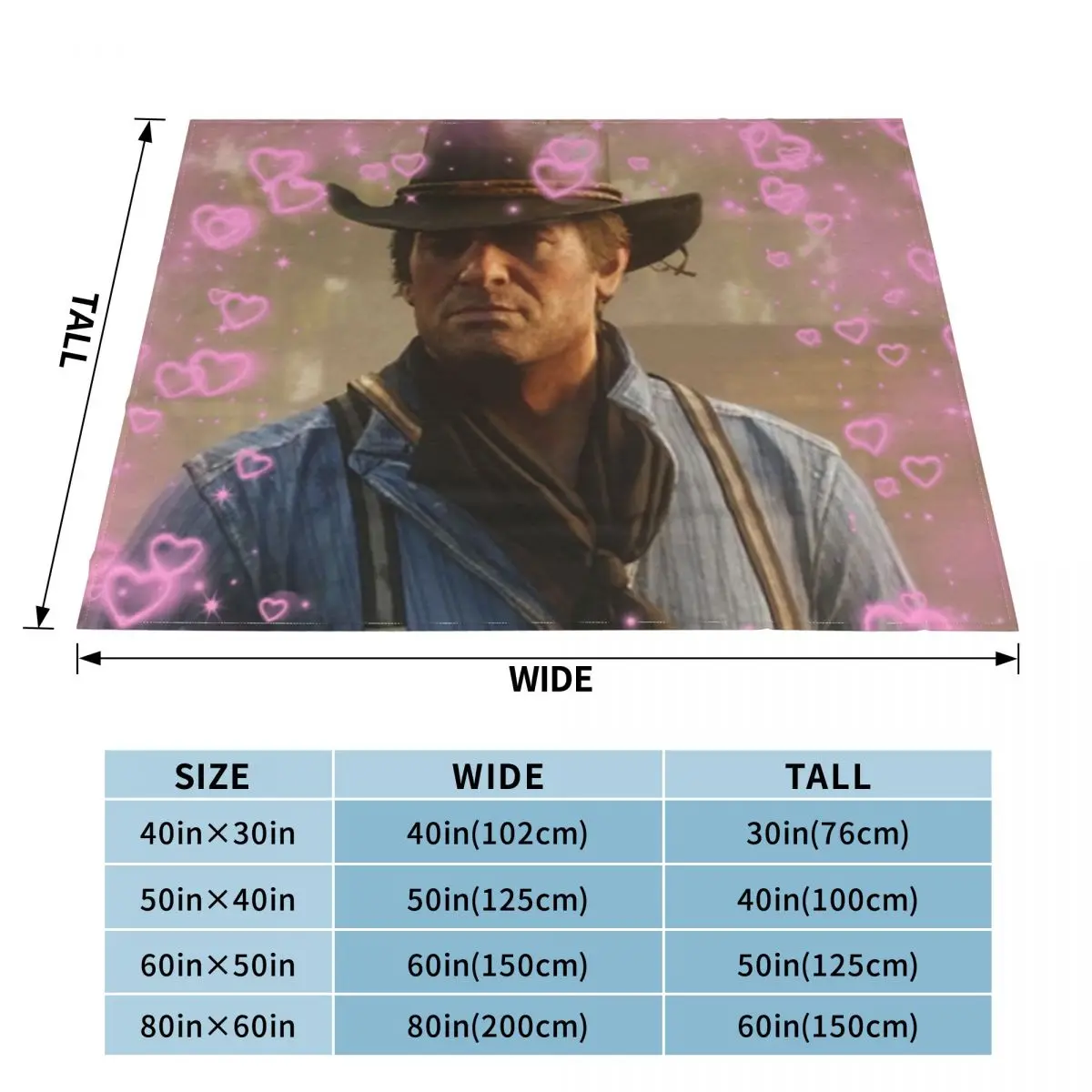 Arthur Morgan Hearts Blanket Soft Warm Flannel Throw Blanket Bedspread for Bed Living room Picnic Travel Home Couch