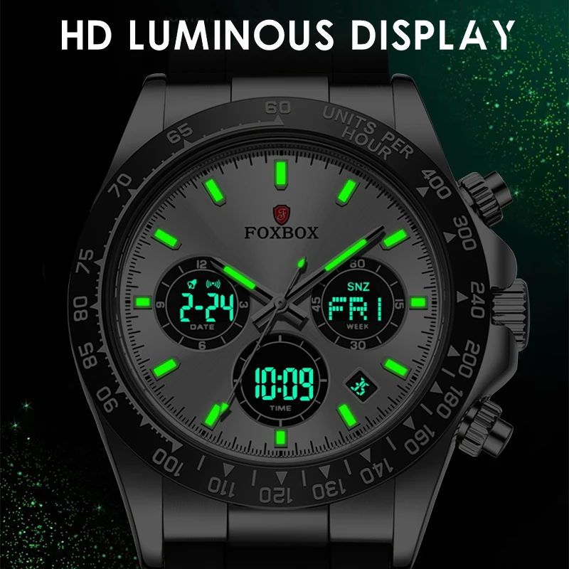 FOXBOX 2024 New Luxury Watches For Men Fashion Casual Digital Mens Watch Quartz Waterproof Luminous Wristwatch Male Reloj Hombre