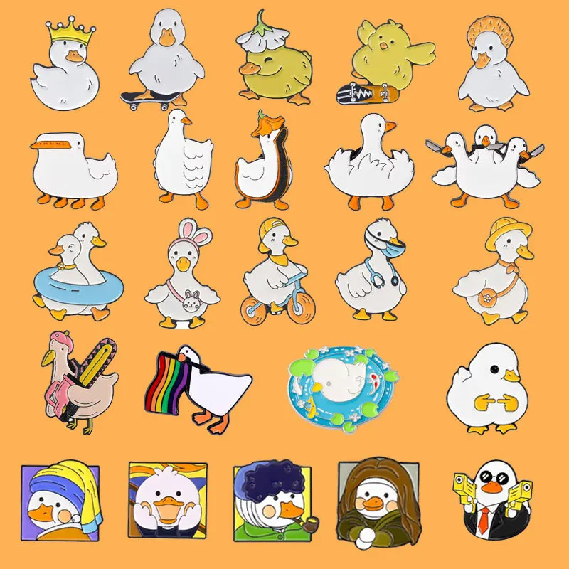 Fashion New Duck Collection White Goose Brooch Needle Set Cute Versatile Emblem Gift Hot Sale