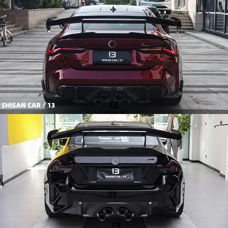 For BMW M2 M4 M3 G80 G82 G87 Dry Carbon Fiber Spoiler Fiber Rear Roof Spoiler Wing Trunk Lip Boot Cover Open hole Styling