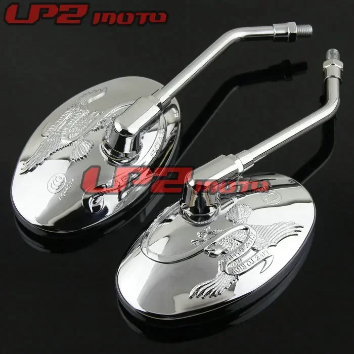 For Honda Steed 400 600 Magna 250 750 CA250 Shadow 400 Silver Motorcycle Rearview Mirrors Mirror 1Pair