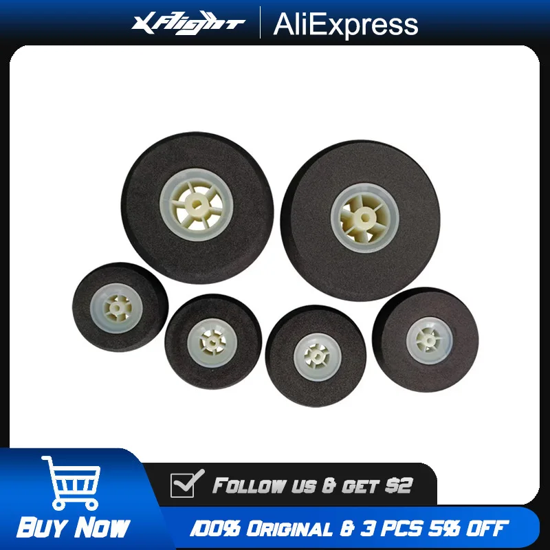 

XFlight 2PCS Sponge Tires Light Foam Wheels for RC Airplane Nylon Hub White Dia 25-75mm RC Model Aircraft Accessories
