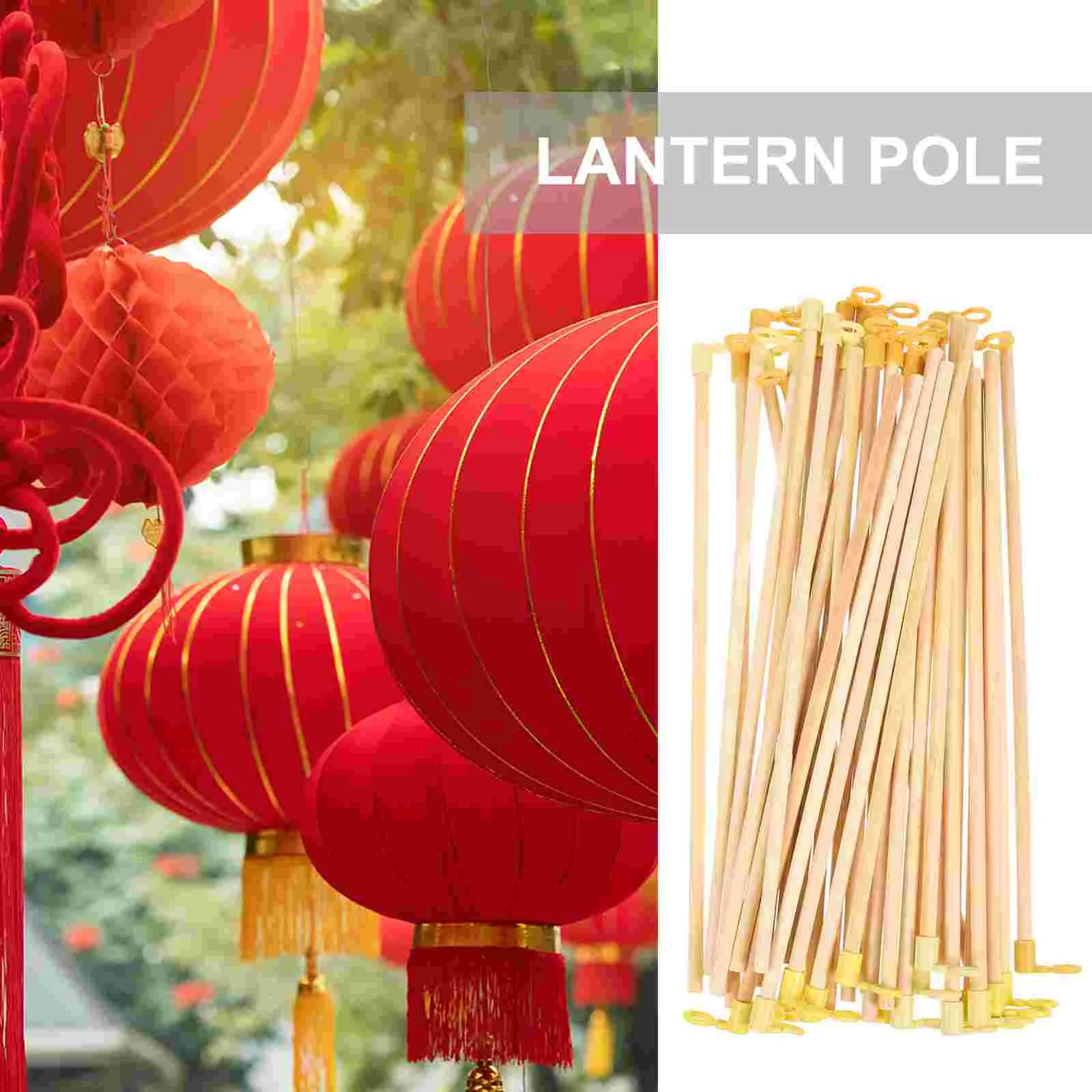35 Pcs Lantern Handle Making Materials Paper Poles Lanterns Wooden Abs Stable Stick Handles Child Student