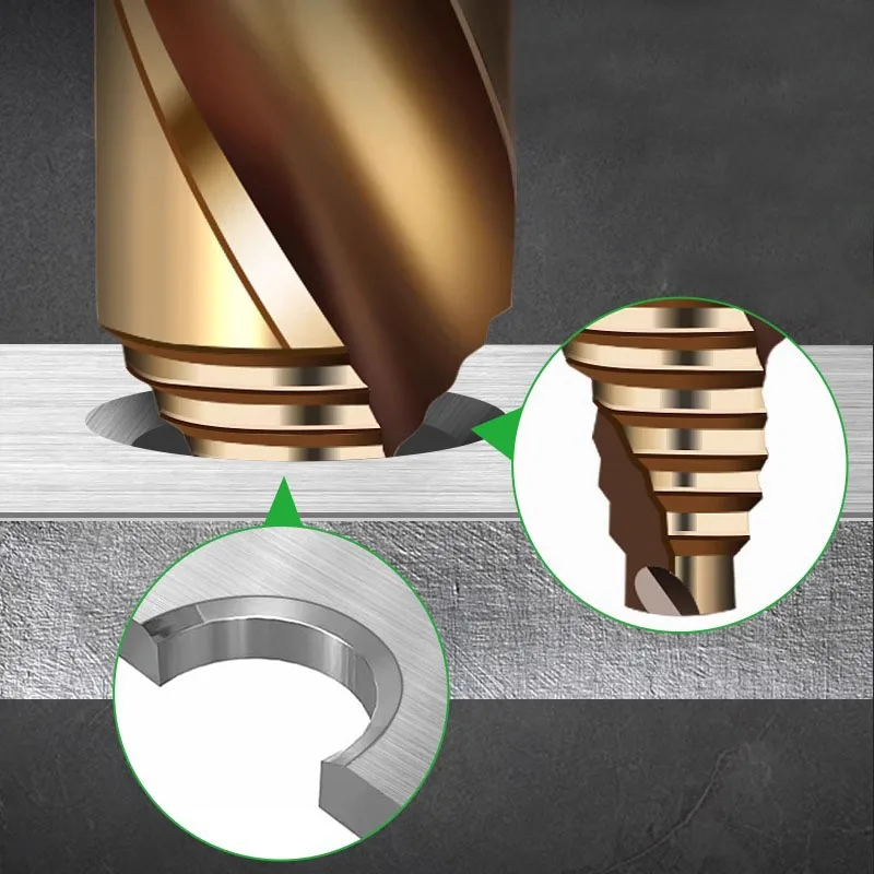 Taladro helicoidal escalonado M35, taladro de vástago recto con contenido de cobalto (3-13 mm), para hierro, acero inoxidable y perforación de acero