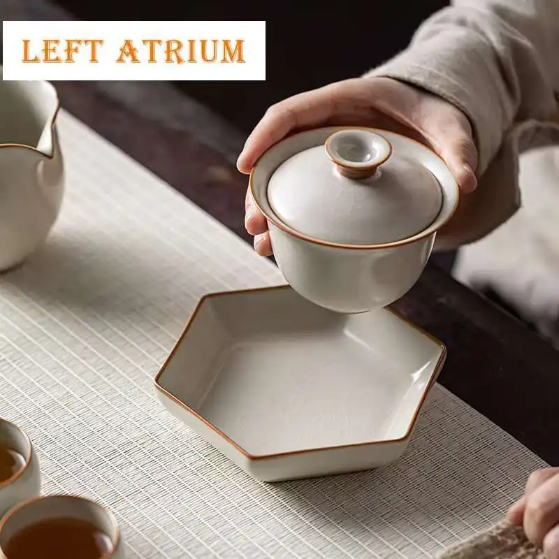 

Retro Ru Kiln Ceramic Pot Bearing Tea Plate Chinese Purple Clay Pot Supporting Mat Snacks Fruit Plate Tea Ceremony Accessories