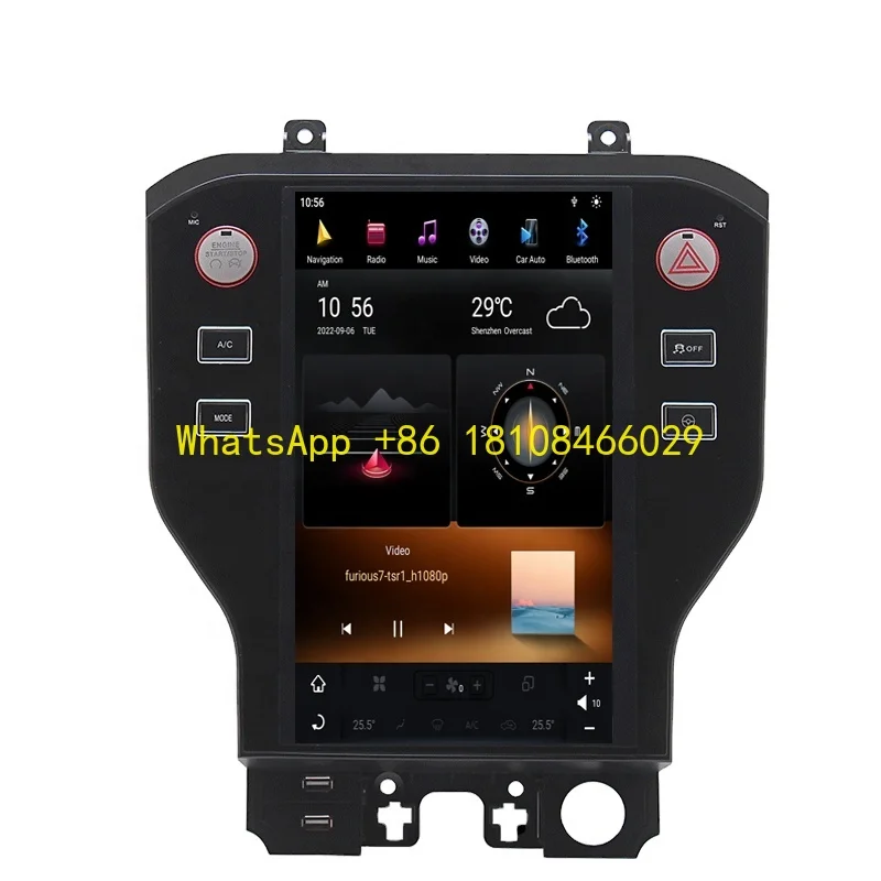 

Car Tesla Style Android 11 for Ford Mustang 2013-2020 Car Radio GPS Navigation Player Carplay 4G